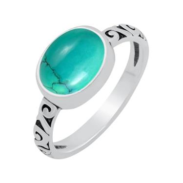 Imagem de Anéis de pedra preciosa natural de labradorita/pedra da lua/ametista/turquesa/lápis-lazúli oval para mulheres – Anel de pedra do mês de nascimento feito à mão com sobreposição de prata 925 joia