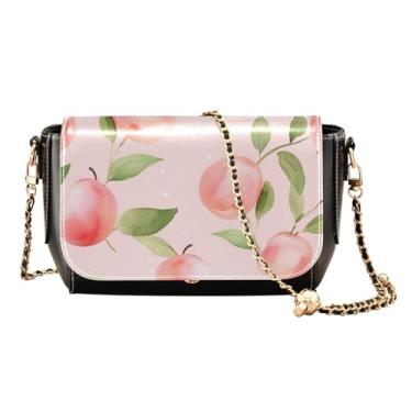 Imagem de GAIGEO Bolsa de ombro feminina aquarela de flores silvestres, bolsas transversais de couro, bolsa transversal de couro para mulheres, Verde rosa pêssego em rosa - 2, One Size