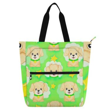 Imagem de Linda sacola de desenho animado verde para mulheres, trabalho, lona, praia, livros, bolsa com zíper, bolsas de viagem, presentes para amantes de livros