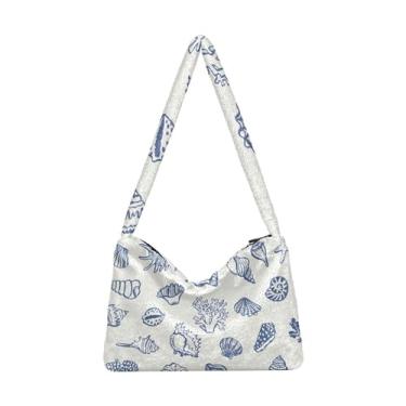 Imagem de GAIGEO Bolsa de ombro feminina para livro de borboleta com flor de girassol, bolsa de ombro de 33 cm, bolsa de ombro feminina, Shell Sea Life, One Size