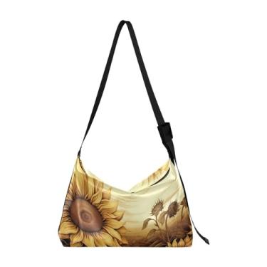 Imagem de Bolsa tiracolo de couro dragão verde, bolsa de ombro masculina, bolsa de couro sintético, Campo de girassol - 2, One Size