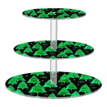 Imagem de Suporte de cupcake para festa de chá de 3 níveis, várias árvores verdes, flocos de neve, copo de acrílico, torre de bolo, suporte de sobremesa, expositor de mesa, bandejas de comida para servir doces