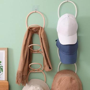Imagem de 4 peças de boné de beisebol, suporte para pendurar na porta, chapéu, armário, roupas, cachecol, toalha, prateleira redonda de armazenamento, organizadores de casa (branco)