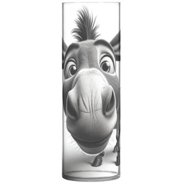 Imagem de Lindo burro engraçado vasos de flores decorativos cilíndricos vaso alto de plástico floral moderno decoração de mesa, 30 cm x 9,9 cm