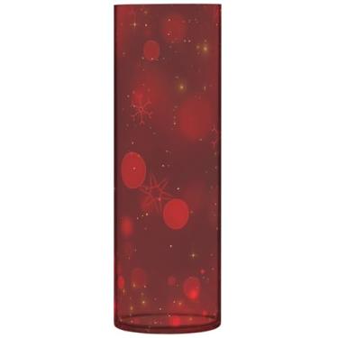 Imagem de Vaso cilíndrico de Natal vermelho chique vaso de flores grandes vasos de outono plástico personalizado decoração de apartamento estética, 30 cm x 9,9 cm
