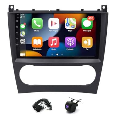 Imagem de 4 + 64 G estéreo automotivo para Mercedes C-Class W203 C230 CLK350 C280 C350 CLK W209 2003-2009 unidade de cabeça rádio duplo Din de 22 polegadas para CLK350 C280 C350 Bluetooth Carplay Android Auto