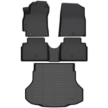 Imagem de Tapetes de chão e forro de carga adequados para Hyundai Elantra & Elantra N 2021-2024 2025 (não para híbrido), proteção para todos os climas, TPE antiderrapante, conjunto completo de forros de piso