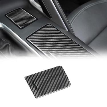 Imagem de FINMOKAL Acabamento da tampa do painel do isqueiro do console central do carro de fibra de carbono compatível com Corvette C7 2014-2019 (preto)
