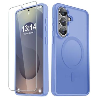 Imagem de YENAPOON Capa para Samsung Galaxy S26+ Plus, capa magnética fosca [atualizada em 2026] com 1 protetor de tela, suporte para MagSafe, proteção militar à prova de choque, parte traseira fosca