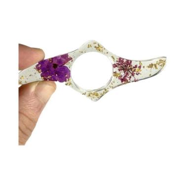 Imagem de Marcadores De Página De Resina Com Flores Secas Coloridas, Anéis De De