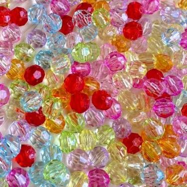 Imagem de Miçanga Acrílica Cristal 6mm Sextavada Colorida para Bijuterias e Artesanato – 200 Unidades (MIX - MIX 3)