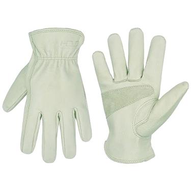 Imagem de HLDD HANDLANDY Luvas De Trabalho Em Couro Porco, Jardinagem Com Palma Reforçada Para Homens E Mulheres, Elásticas Aparar O Pulso, Depósito,