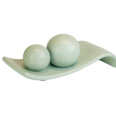 Imagem de Centro De Mesa Em Cerâmica-Decoração para sala, quarto, rack, aparador, escritório, enfeite, esfera, mesa(Verde)