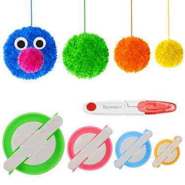 Imagem de Pompom Maker, 4 tamanhos de pom pom Makers para esferas de bola, tecelagem de agulha, artesanato de lã faça você mesmo, conjunto de ferramentas de artesanato de tricô para decoração, 5, 1