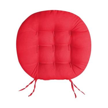 Imagem de Almofada Futon Redonda para Assento de Cadeira 40x40 cm com 9 Furos Almofada de Cadeira Decorativa e Confortável (Vermelho)