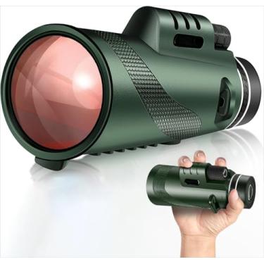 Imagem de Telescópio monocular de alta potência 10 x 50, monóculo compacto e antiderrapante portátil para observação de pássaros, acampamento, caminhadas, viagens, shows e visualização ao ar livre (verde)