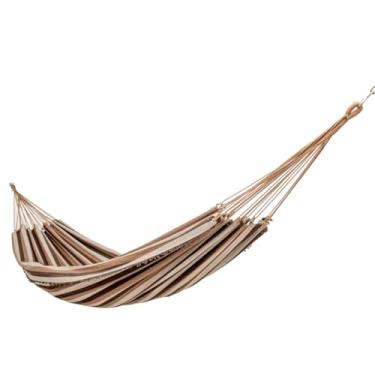 Imagem de Rede de Descanso Casal Listrada Gigante 3.90x1.50m Modelo Terra e Sol – Ideal para Varanda, Jardim e Piquenique ao Ar Livre (Sertões -Caramelo,Bege, Marrom)