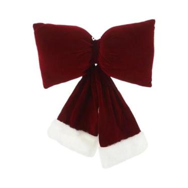 Imagem de Laço De Natal Em Veludo Vermelho Com Corda Para Decoração De Casa, Gui