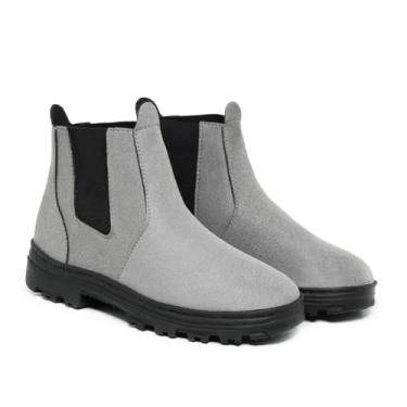 Imagem de Bota Chelsea Masculina em Camurça, Solado Antiderrapante de Borracha, Salto Bloco 4cm, Confortável para Trabalho e Dia a Dia (Cinza, Padrão, BR, Adulto, Numérico, 40)