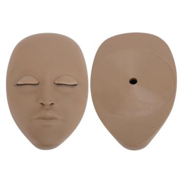 Imagem de TARSHYRY Cabeça de Manequim de Chicote, Cabeça de Treinamento de Extensão de Cílios de Pálpebra Removível de Silicone para Ensino de Prática de Maquiagem Com Pele Reutilizável como (Cor Café)