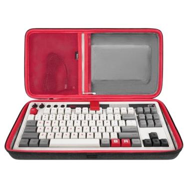 Imagem de GEEKRIA Capa para teclado mecânico Tenkeyless TKL para jogos, bolsa de viagem rígida, compatível com teclado mecânico retrô 8Bitdo, teclas superprogramáveis duplas (cinza escuro)