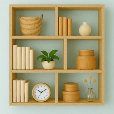 Imagem de Estante Decorativa MDF Cru 90x80x20cm resistente Multiuso - SIXTEEN DE