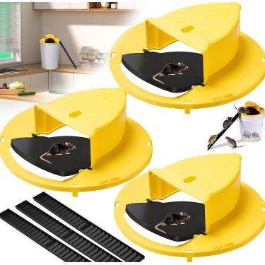 Imagem de Armadilhas para mouse bucket flip com tampa, 5 galões para rato, reinicialização automática e reutilizáveis, humanizadas, ratazanas para ratos, para ambientes internos e externos, pacote com 3