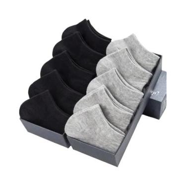 Imagem de Meias De Algodão Respirável De Corte Baixo Pretas Brancas Cinzas 10 Pa