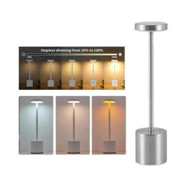 Imagem de Luminária De Mesa LED Recarregável USB Com Toque, 3 Cores Reguláveis, 