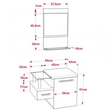 Imagem de Conjunto para Banheiro Gabinete com Cuba de Apoio Folha L34 e Espelheira Legno 631w Branco/carvalho