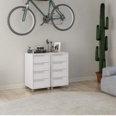 Imagem de Gaveteiro 4 Gavetas com Rodízios Maia Politorno Branco