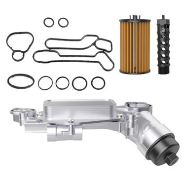 Imagem de Resfriador de óleo de motor de alumínio 12992593 para Chevy Cruze Limited Sonic Aveo 5 Malibu Hybrid Buick Cascada Pontiac G3 Saturn Astra, #OE 918432 55353323 93186324 25199751 Conjunto de adaptador