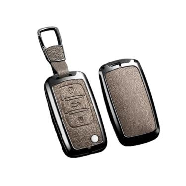 Imagem de Capa protetora para chave remota de carro, capa completa, bolsa compatível com Skoda Octavia A5 A7 Fabia Superb Kodiaq Karoq Acessórios para chaveiro automotivo(A-khaki keychain)