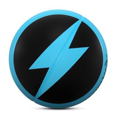 Imagem de Kuangmi Bolas de basquete Lightning de borracha, bola de rua oficial tamanho 7 (75 cm), feita para ambientes internos e externos, preto e azul