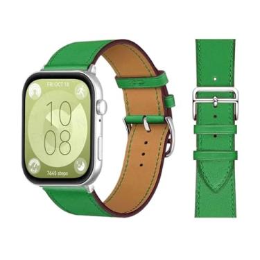 Imagem de GANYUU Pulseira retrô para Huawei Watch Fit 3 pulseira de couro bovino italiano de substituição rápida Correa pulseiras de relógio para Huawei Fit 3 Fit 2 Watch (Bambou 19, serve 3)