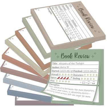 Imagem de L1rabe Boho Book Review Sticky Notes – 10P 100º dia de escola Boho autoadesivos blocos de notas para leitores amantes de livros, 500 folhas de pequenos blocos de notas, adesivo de registro de leitura