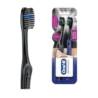 Imagem de Escova Oral-B Indicator Black Carvão Extra Suave Com 2und