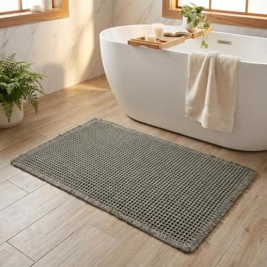 Imagem de GRANNY SAYS Tapete de banheiro Waffle, 40,6 cm x 61 cm verde profundo