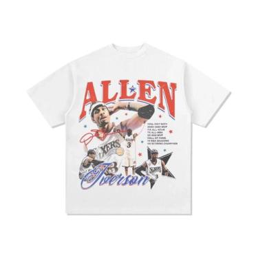 Imagem de Camiseta Masculina Allen Iverson Answer De Basquete, Algodão, Manga Cu