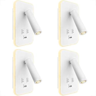 Imagem de 4 Arandela Parede Led Direcionável Com USB Interruptor Bet79 - Acende 