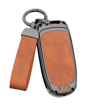 Imagem de Capa de couro para chave de carro de liga de zinco compatível com Jeep Renegade Compass Cherokee Grand compatível com Chrysler 300C Wrangler acessórios(A-gun brown)