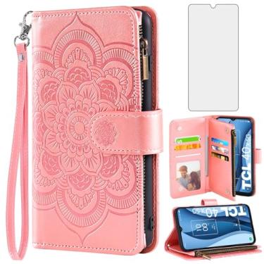 Imagem de Asuwish Capa de telefone para TCL 40 XE 5G/40 X capa carteira com protetor de tela de vidro temperado e flor flip porta-cartão de crédito suporte acessórios para celular 40XE5G 40XE EX T609DL 40X