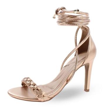 Imagem de Sandália Re&Ton Salto Fino Amarração Feminina FN16 (Rose Gold, BR, Adulto, Numérico, 36)
