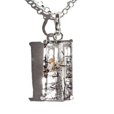 Imagem de Colar Baguette Turmalina Incrustada Cristal Garra Prata 950 - Cristais