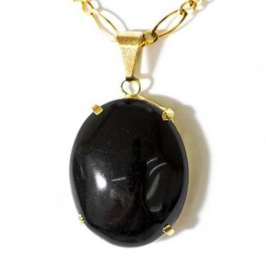 Imagem de Colar Extra Cabochao Pedra Onix Preto Garra Dourado - CristaisdeCurvel