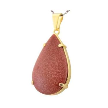 Imagem de Colar Extra Gota Pedra do Sol Montagem Garra Dourado - CristaisdeCurve