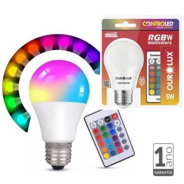 Imagem de Lâmpada Bulbo Led Rgb 5w Luz Colorida 16 Cores Bivolt Ourolux - Ourolu