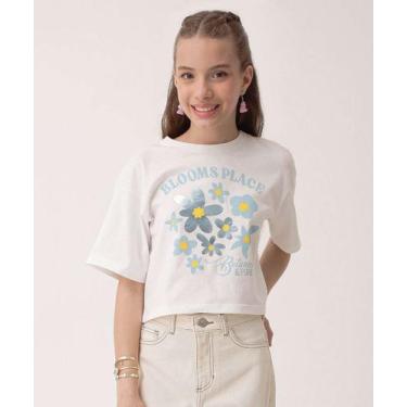 Imagem de Blusa Juvenil Cropped Estampa Flores Marisa Tam 10 a 1-71138, 10, Off 