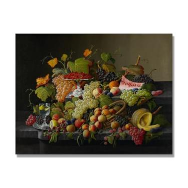 Imagem de NHLDZYH Tela vintage de frutas mortas, impressão de estilo de pintura a óleo vintage, decoração de jantar de fazenda B11. 60 x 80 cm. Somente tela