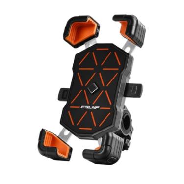 Imagem de Suporte de telefone para motocicleta, suporte de telefone de bicicleta de liberação rápida ABS para telefones de 12 a 19 cm, antivibração com clipe giratório de 360 graus, braçadeira de guidão